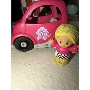 Little People Barbie Car And Figure. Race Blond Pink Sparkles Smile